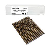 Juego de 12 brocas helicoidales de acero cobalto M35 1/4" para metal duro, acero inoxidable