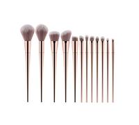 Juego de 12 brochas de madera para sombra de ojos, base cosmética, herramientas de maquillaje, cepillo de cejas, cepillo de doble cara (dorado, talla única)