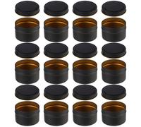 Juego de 12 cajas de velas con tapa de metal, para hacer velas redondas decorativas, especias, joyas, polvos, caramelos, ungüento - negro