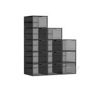 Juego de 12 Cajas de Zapatos Plástico Apilable Negro