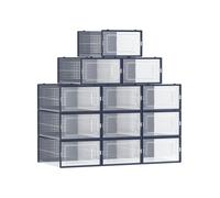 Juego de 18 Cajas de Zapatos Plástico Transparente y Azul Carbón