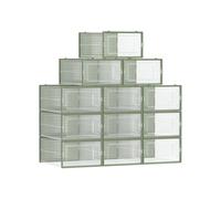 Juego de 12 Cajas de Zapatos Plástico Transparente y Verde Laurel