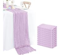 Juego de 12 caminos de mesa de gasa semitransparente, ideales for cenas, bodas, fiestas, banquetes navideños y decoración de arcos.(Purpur)