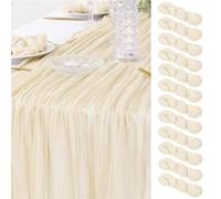 Juego de 12 caminos de mesa de gasa semitransparente, ideales for cenas, bodas, fiestas, banquetes navideños y decoración de arcos.(Cream)