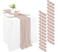 Juego de 12 caminos de mesa de gasa semitransparente, ideales for cenas, bodas, fiestas, banquetes navideños y decoración de arcos.(Beige)