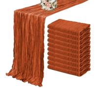 Juego de 12 caminos de mesa de gasa semitransparente, manteles de tela de queso for bodas, fiestas navideñas, banquetes y decoración de arcos.(Terracotta)
