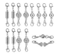 Juego de 12 cierres magnéticos para joyería, extensor de collar con garra de langosta, cierres seguros para pulseras y fabricación de joyas de bricolaje, plata