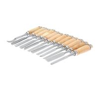 Juego de 12 cinceles de torno para carpintería: gubias de madera profesionales para tallar con bolsa de almacenamiento, cinceles resistentes de acero al cromo vanadio con asas de haya para carpintería