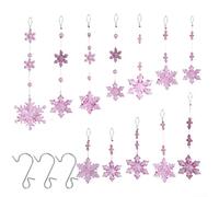 Juego de 12 copos de nieve acrílicos para decoraciones con ganchos de metal para árbol de Navidad, reuniones festivas y exhibición colgante en interiores (C)