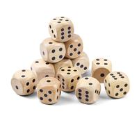 Juego de 12 cubos grandes de madera de 25 mm, D6 dados de madera, juego de dados de madera natural para juegos de mesa, tutoría de matemáticas, juegos de mesa