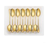 Juego de 12 cucharillas de acero inoxidable, ideales para cenas familiares, restaurantes y eventos al aire libre (dorado)