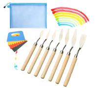 Juego de 12 cuchillos de paleta para pintura al óleo y acrílica, herramientas de artista de acero inoxidable con mango de madera, raspadores de pintura, ideal para manualidades, mezcla, efectos