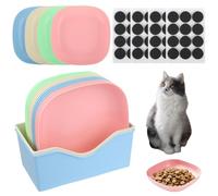 Juego de 12 cuencos para gatos, planos, en 4 colores con 2 bases a juego, almohadillas antideslizantes de EVA, cuenco para gatos, comedero para gatos, platos para gatos, gatos y gatos de patas cortas
