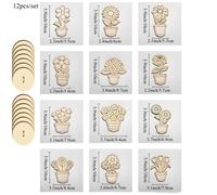 Juego de 12 Decoraciones de Ramo de Flores de Madera con Rosas, y Tulipanes, Completo con un , para Decoración de Mesa de en Casa de y Pascua y Suministros de Regalo