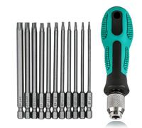Juego de 12 destornilladores Torx T6-T40, 75 mm de longitud, juego de destornilladores magnéticos de 1/4 pulgadas con agujero S2 de acero hexagonal, juego de puntas para destornillador eléctrico T20