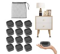 Juego de 12 Elevadores de Cama, Tacos Elevadores Cama, Elevador Mesa, Apilable Agregue Altura de 1in - 2,6in, Plástico PP, Protege Suelos Pies de Mesa y Silla, para Sofá y Armarios, Patas de Somier