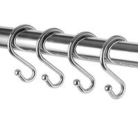 Juego de 12 ganchos de metal resistentes a la corrosión en forma de S para cortinas de ducha, utensilios de cocina, ropa, toallas, etc., (cromado)