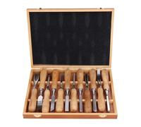 Juego de 12 gubias para tallar madera, con hoja CRV y mango de madera | Set de Cinceles para Talla, Acero CRV Duradero, Mango Ergonómico de Madera para Esculturas y Artesanía de Bricolaje