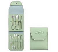 Juego de 12 herramientas belleza prácticas: cortaúñas for manicura y pedicura, cuchillo for pelar orejas uñas(Green 12piece Set)