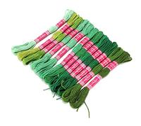 Juego de 12 hilos de poliéster para bordar, colorido, duradero, herramienta para manualidades, para amigos de la familia, niños y niñas (verde)
