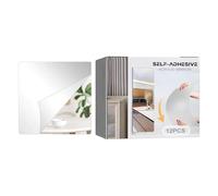 Juego de 12 hojas cuadradas de acrílico adhesivo, 9,9 x 9,9 cm, hoja de espejo flexible | para decoración de salón, casa, pared, armario y garaje