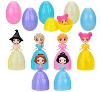 Juego de 12 huevos de princesa, huevos de Pascua para niños, 6 huevos de Pascua en forma de princesa, adecuados para regalos de Pascua para niñas, adecuados para cestas de decoración de Pascua