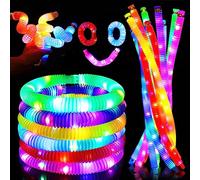 Juego de 12 juguetes: tubos pop luminosos, tubos pop palos, juguetes sensoriales para niños, tubo extensible LED, accesorios de fiesta en los tubos oscuros, conjunto de decoración de fiesta de