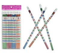 Juego de 12 lápices con goma de borrar, con tablas de multiplicar impresas en tamaño pequeño, para calcular y practicar