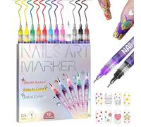 Juego de 12 lápices de uñas de colores, lápiz de uñas 3D, 12 colores, línea de arte de uñas, graffiti, juego de iniciación para arte de uñas, dibujo, pintura, belleza, joyas, herramientas de manicura