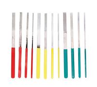 Juego de 12 limas planas, mini limas manuales de diamante con mango ergonómico cómodo, limas de rectificado de alta dureza chapadas en níquel para madera, metal y cerámica, 50 x
