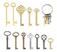 Juego de 12 llaves de esqueleto de barril hueco, llave de esqueleto universal, juego decorativo de estilo vintage