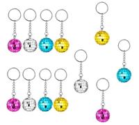 Juego de 12 mini bolas de discoteca, mini bola de discoteca, decoración en estilo retro discoteca, 4 colores, bola de discoteca, llavero, decoración para fiestas de los años 70, coche y bolso