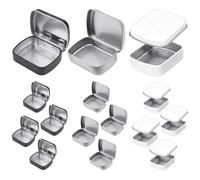 Juego de 12 mini cajas rectangulares de hierro, caja de metal con tapa, caja de caramelo, caja de medicamentos, caja de alimentos, caja de almacenamiento de viaje, caja de almacenamiento portátil