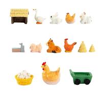 Juego de 12 mini gallineros retro miniaturas - figuras de Pascua - Pequeña gallina - nido de gallina - para jardín, micro paisaje, casa, terrario, manualidades