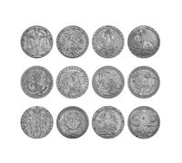 Juego de 12 Monedas de la Suerte con Doce Constelaciones en Caja Signos del zodíaco Monedas coleccionables Monedas de los Deseos Regalos de cumpleaños Recuerdo.
