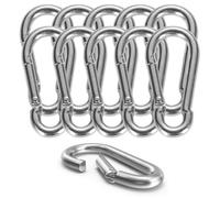 Juego de 12 mosquetones - 55 mm - Ganchos y mosquetón pequeños de aluminio - para camping & senderismo - Fijación a llavero, cinturón y mochila