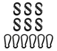 Juego de 12 Mosquetones, Hebillas para Bolsos, 6 de Aluminio con Forma de Calabaza y 6 Mosquetones de Plástico con Forma de S, Resistentes a la Corrosión, Ideales para Camping y Montañismo