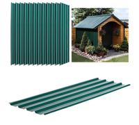 Juego de 12 paneles Outsunny de acero galvanizado resistente a la intemperie, color verde, oscuro. Un cartel de 129 cm de largo x 45 cm de ancho verde