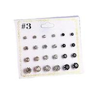 Juego de 12 pares de aretes redondos de circonita y perla, material de aleación galvanizado para un brillo prolongado y moda diaria (C)