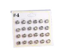 Juego de 12 pares de aretes redondos de circonita y perla, material de aleación galvanizado para un brillo prolongado y moda diaria (D)