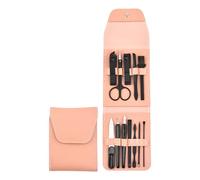 Juego de 12 piezas de cuidado de uñas portátil para hombres y mujeres con bolsas de viaje de poliuretano de acero inoxidable, accesorios de manicura y pedicura, herramientas de uñas de acero