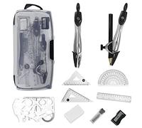 Juego de 12 piezas de dibujo, brújula escolar de matemáticas, transportador, regla para estudiantes, matemáticas, dibujo en casa, con caja de almacenamiento