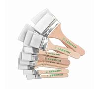 Juego de 12 piezas de pelo de nailon plano, portalápices de madera, pincel para pintura al óleo, pincel para barbacoa, pinceles, suministros de arte para principiantes y pintores (Blanca)