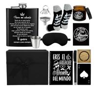Juego de 12 piezas de regalo para abuelo español para el día del padre, ideas de regalos en español, incluye frasco, embudo, taza, máscara de ojos, calcetín, vela, cuaderno, bolígrafo, abrebotellas