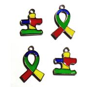 Juego de 12 piezas de rompecabezas de concienciación sobre el autismo y dijes de cinta, síndrome de Asperger, paquete de 12 dijes