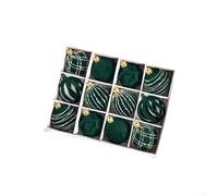 Juego de 12 piezas para decoración de árbol de Navidad con colgantes de plástico hueco de terciopelo, adecuados para exhibición de vacaciones en interiores y exteriores (verde)