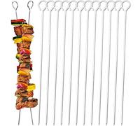 Juego de 12 Pinchos de Acero Inoxidable para barbacoa, Pinchos Morunos de Metal, Palos para Barbacoa, Brochetas de la Parrilla Reutilizables, 35cm