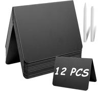 Juego de 12 pizarras pequeñas para escribir, etiquetas de precio en forma de V, pizarra con 2 bolígrafos, para etiquetas de precios, tarjetas de mesa, buffet, bodas, fiestas, panadería, 7,5 x 10 cm