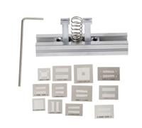 Juego de 12 plantillas BGA Reballing, kit de plantillas de acero inoxidable con estación de soporte para retrabajo directo de calor en reparación de memoria RAM GPU