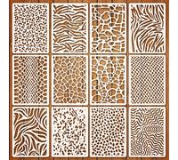 Juego de 12 Plantillas con Estampado Animal - 14.8x21cm Patrones Reutilizables | Leopardo, Cebra y de Serpiente | Mural DIY, Pintura en Tela, Scrapbooking, Suministros para Manualidades Decorativas